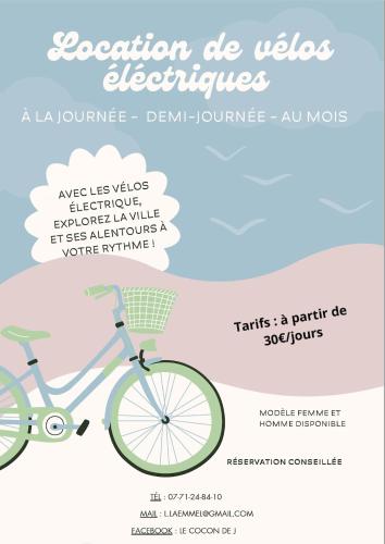 une image d'un vélo avec les mots d'aide aux loisirs dans l'établissement Au Cocon de J, à Obernai