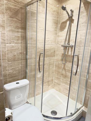 a shower stall with a toilet in a bathroom at Apartment in Caversham in Caversham