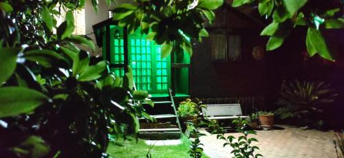 a house with a green door and some plants at Birch stay in Kempton Park
