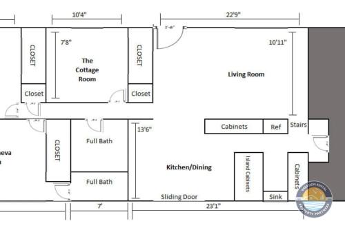 a floor plan of a building at Cozy Maple House Family Lake Como Retreat in Lake Geneva
