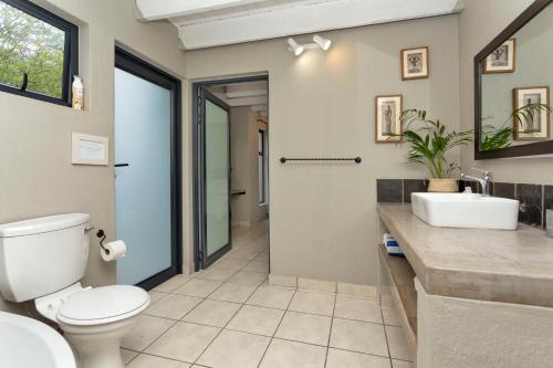 a bathroom with a toilet and a sink at The Bush House in Hoedspruit