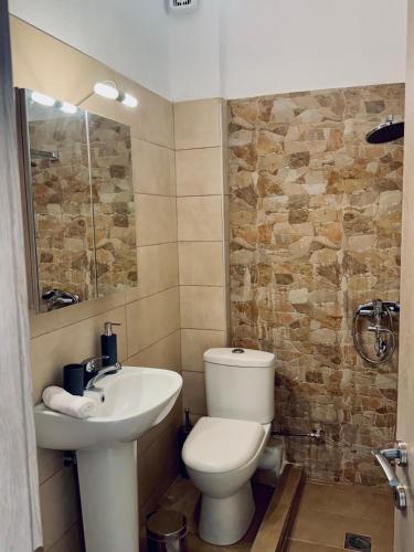 a bathroom with a toilet and a sink at Villa Athina 1 in Serres