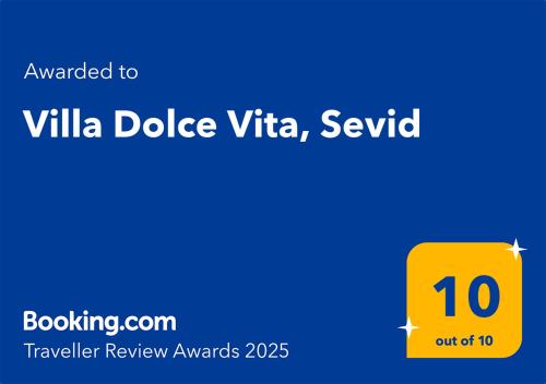 Certifikát, ocenenie alebo iný dokument vystavený v ubytovaní Villa Dolce Vita, Sevid