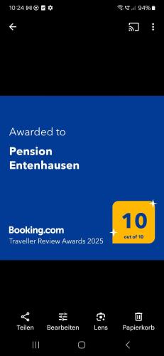 a screenshot of a confirmation screen on a cell phone at Pension Entenhausen in Schwentinental