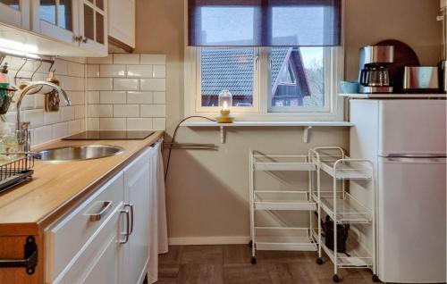 a small kitchen with a sink and a refrigerator at 1 Bedroom Stunning Home In Göta in Göta