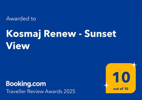 Certifikát, hodnocení, plakát nebo jiný dokument vystavený v ubytování Kosmaj Renew - Sunset View