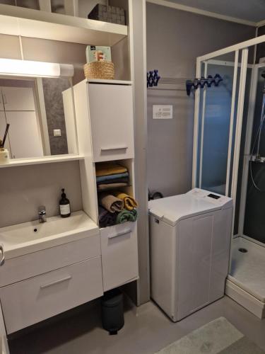 ห้องน้ำของ Apartment in Kabelvåg