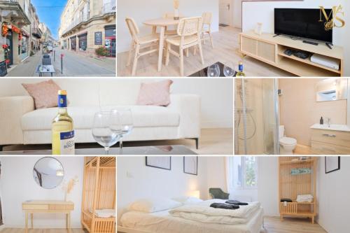 a collage of four pictures of a living room at A Corner of Paradise in Le Bugue in Le Bugue