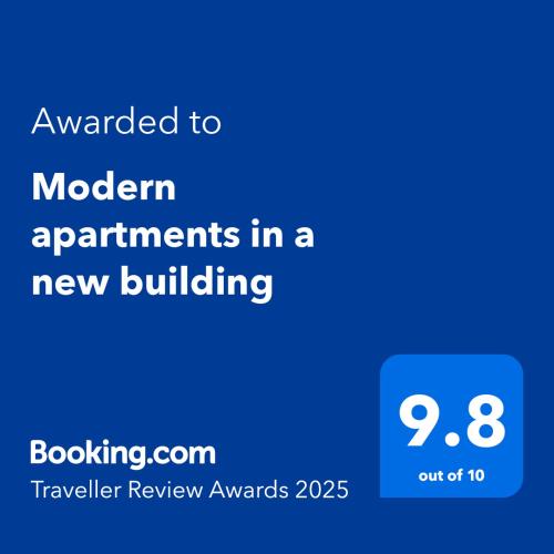 Sijil, anugerah, tanda atau dokumen lain yang dipamerkan di Modern apartments in a new building