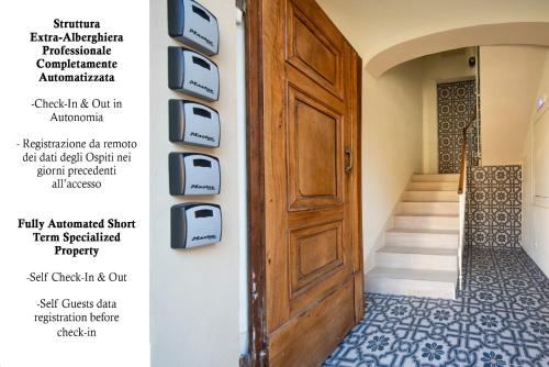 a flyer for a house with a door and stairs at Reggio Center Lovely Rooms in Reggio Emilia