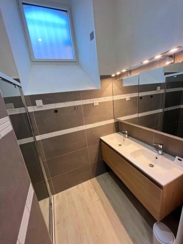 une salle de bain avec un lavabo et une fenêtre dans l'établissement Studio Le Parc Continental Cannes, à Cannes