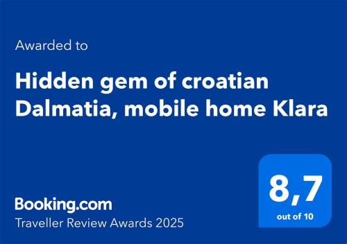 Hidden gem of croatian Dalmatia, mobile home Klara