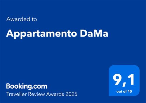 Certifikát, hodnocení, plakát nebo jiný dokument vystavený v ubytování Appartamento DaMa