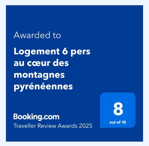 une capture d'écran d'un téléphone portable avec le texte attribué à la direction peres au dans l'établissement Logement 6 pers au cœur des montagnes pyrénéennes linge de maison et papier toilette non fournis, à Boutx