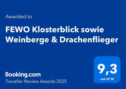 Sijil, anugerah, tanda atau dokumen lain yang dipamerkan di FEWO Klosterblick sowie Weinberge & Drachenflieger