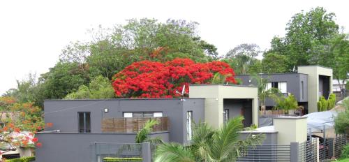 a house with red flowers on top of it at The Executive - Exclusive Self-Catering Apartments - Ezulwini in Ezulwini