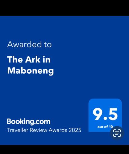 The Ark in Mabonengに飾ってある許可証、賞状、看板またはその他の書類