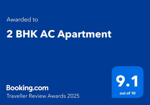 Certifikát, hodnocení, plakát nebo jiný dokument vystavený v ubytování 2 BHK AC Apartment