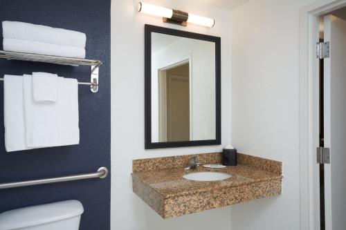 a bathroom with a sink and a mirror at Fairfield Inn & Suites by Marriott Orlando International Drive/Convention Center in Orlando