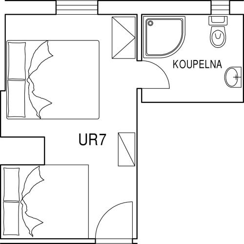 a drawing of a floor plan of a house at Penzion U Rybníka in Mariánská