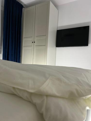 Ένα ή περισσότερα κρεβάτια σε δωμάτιο στο Apartamentul Castanilor