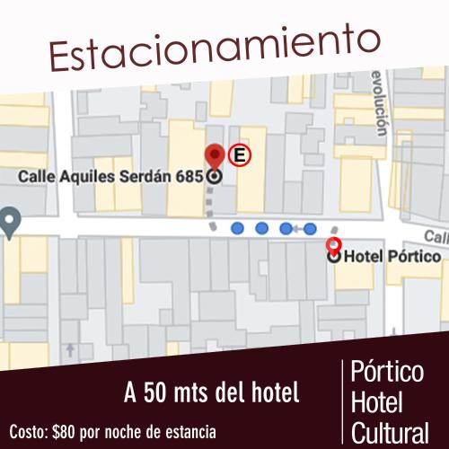 a map of the location of a hotel at Pórtico Hotel & Galería in Morelia
