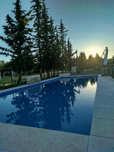 a blue swimming pool with trees in the background at Anna Apart Boutique in Colón
