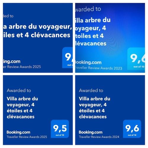 a screenshot of three different texts on a cell phone at Villa arbre du voyageur, 4 étoiles et 4 clévacances in LʼEntre-Deux