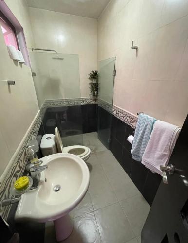 a bathroom with a white sink and a toilet at Hermoso departamento con jacuzzi in Tequila