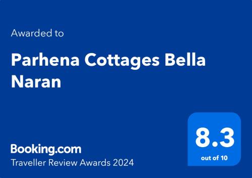 a screenshot of a cell phone with the words pantera coffees belliasania at Parhena Cottages Bella Naran in Nārān