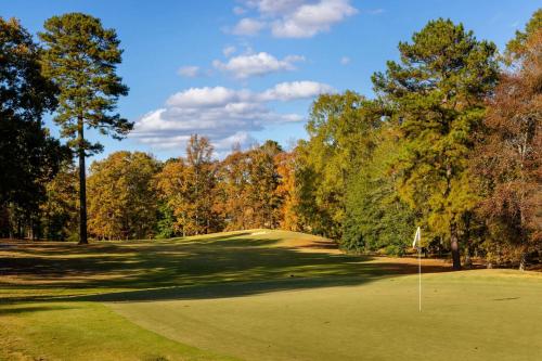 a view of a golf course with trees in the background at Marriott's Manor Club at Ford's Colony in Williamsburg