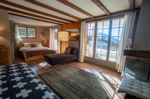Ένα ή περισσότερα κρεβάτια σε δωμάτιο στο Chalet for 6 people ideally located in Gryon