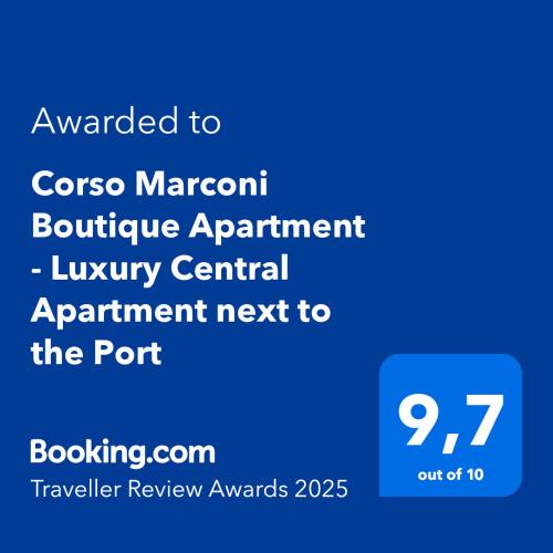 Certifikát, hodnocení, plakát nebo jiný dokument vystavený v ubytování Corso Marconi Boutique Apartment - Luxury Central Apartment next to the Port