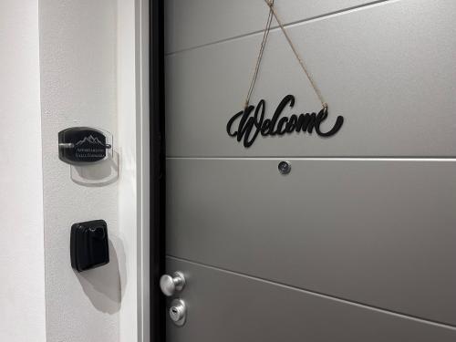 a door with the word lockdown written on it at Lakes and Mountains Magic Holiday House in Omegna