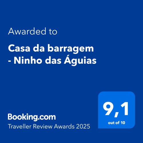 a screenshot of a cell phone with the text awarded to casa da baranca at Casa da barragem - Ninho das Águias in Venda Nova