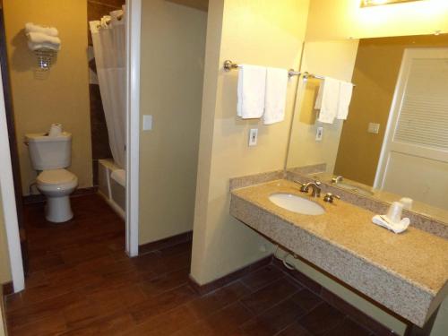 a bathroom with a sink and a toilet at Economy Inn & Suites in St. George