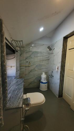 a bathroom with a sink and a toilet in a room at Madhuvan Retreat Resort Amba in Chandoli