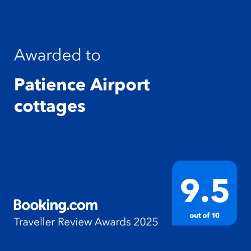 a screenshot of a phone with the text awarded to patience airport coffees at Patience Airport cottages in Boma la Ngombe