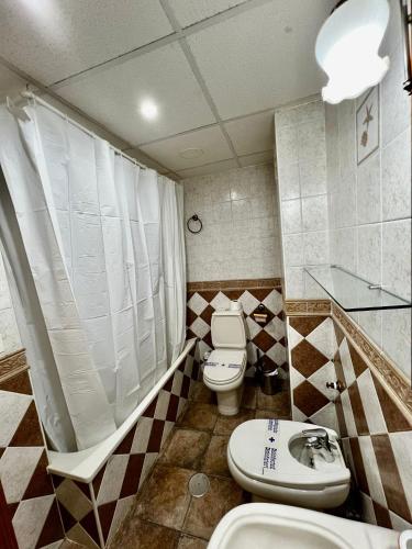 a bathroom with a toilet and a sink at 2 Bedroom Apartment in Puerto Marina in Benalmadena Costa