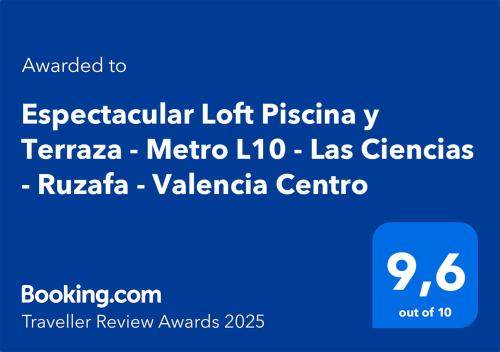 バレンシアにあるEspectacular Loft Piscina y Terraza - Roig Arena - Las Ciencias - Ruzafa - Valencia Centroの左単語の携帯電話画面のスクリーンショット