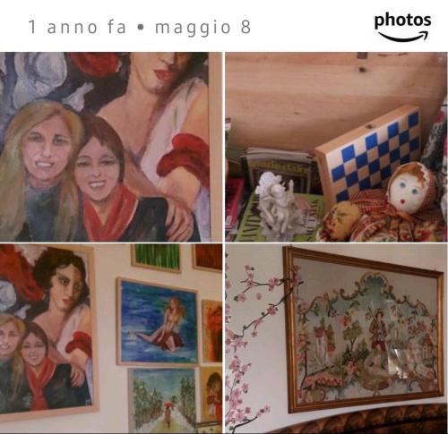 a collage of pictures of a room with paintings at La casa di Zia Mimina in Civitella Casanova