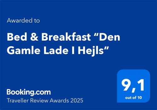 a blue sign with the words bed and breakfast dean zombie late helps at Bed & Breakfast “Den Gamle Lade I Hejls” in Hejls