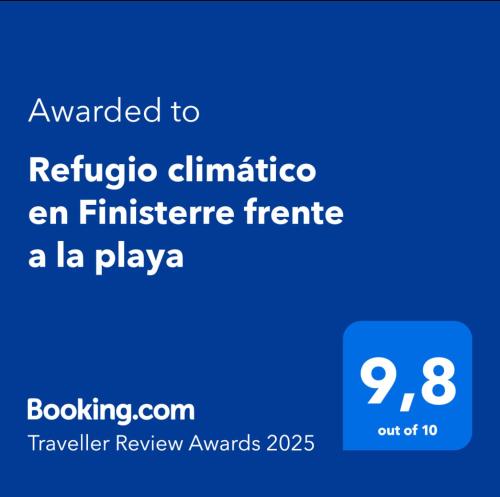 Certifikát, hodnocení, plakát nebo jiný dokument vystavený v ubytování Refugio climático en Finisterre frente a la playa con vistas al mar!!