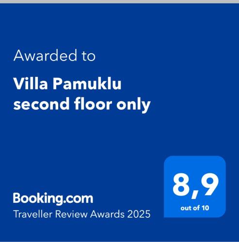 a screenshot of a cell phone with the text awarded to villa pumpkin second floor at Villa Pamuklu second floor only in Çaykara