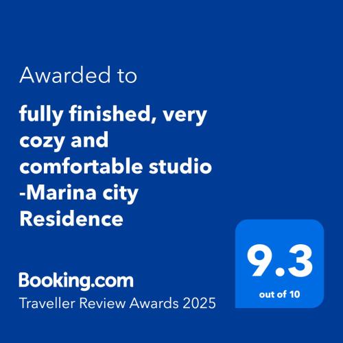 fully finished, very cozy and comfortable studio -Marina city Residence