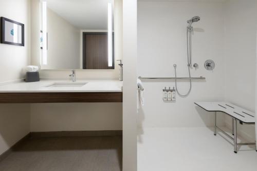 a bathroom with a sink and a shower at Holiday Inn & Suites Richmond West End by IHG in Richmond