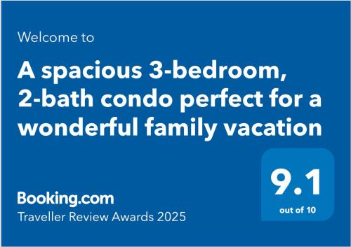 Certifikát, hodnocení, plakát nebo jiný dokument vystavený v ubytování A spacious 3-bedroom, 2-bath condo perfect for a wonderful family vacation
