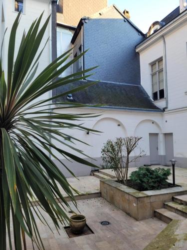 une maison avec un palmier devant dans l'établissement My Beauvoisine, à Rouen