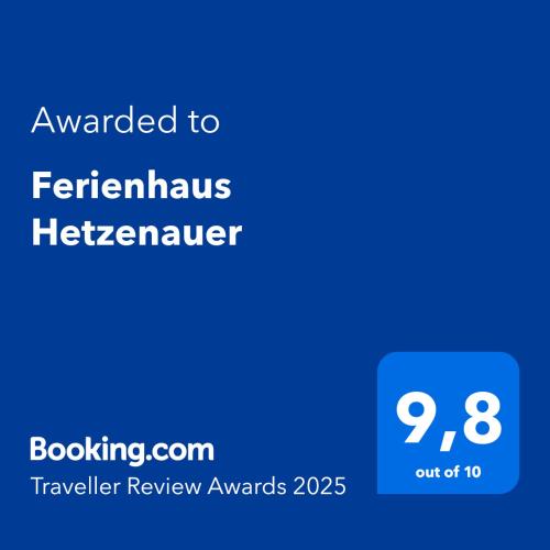 a screenshot of a phone with the text awarded to a ferris hererker at Ferienhaus Hetzenauer in Kössen