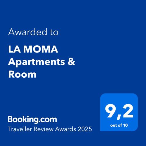 a screenshot of a phone with the text awarded to la momma appointments and room at LA MOMA Apartments & Room in Xàtiva